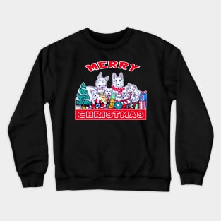 Dog Merry Christmas White German Shepherd Dog Family Holiday Fun Crewneck Sweatshirt